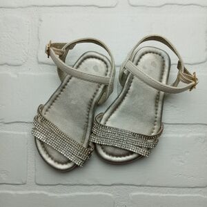 Pampili girls size 5 gem sparkle strap sandals silver sparkle leather